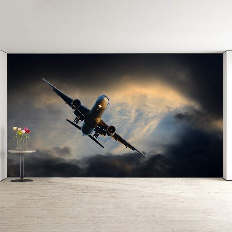 Modern Airplane Transportation Mural Wallpaper for Living Room, Waterproofing