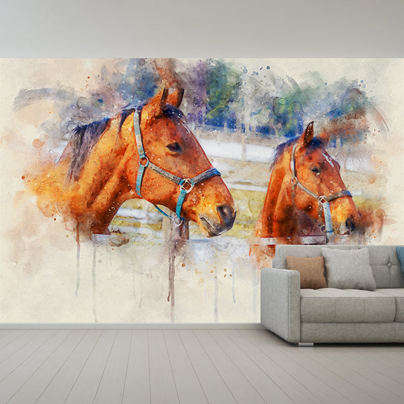 Animal Illustration Removable Wall Mural for Sitting Room, Made to Measure