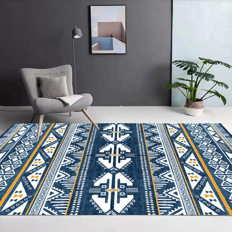 Traditional Area Rug Tribal Print Retro PVC Carpet Anti-Slip Indoor Rug for Living Room