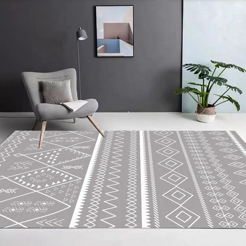 Traditional Area Rug Tribal Print Retro PVC Carpet Anti-Slip Indoor Rug for Living Room