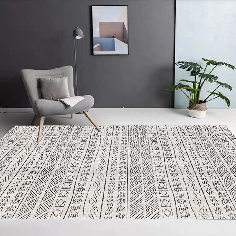 Traditional Area Rug Tribal Print Retro PVC Carpet Anti-Slip Indoor Rug for Living Room