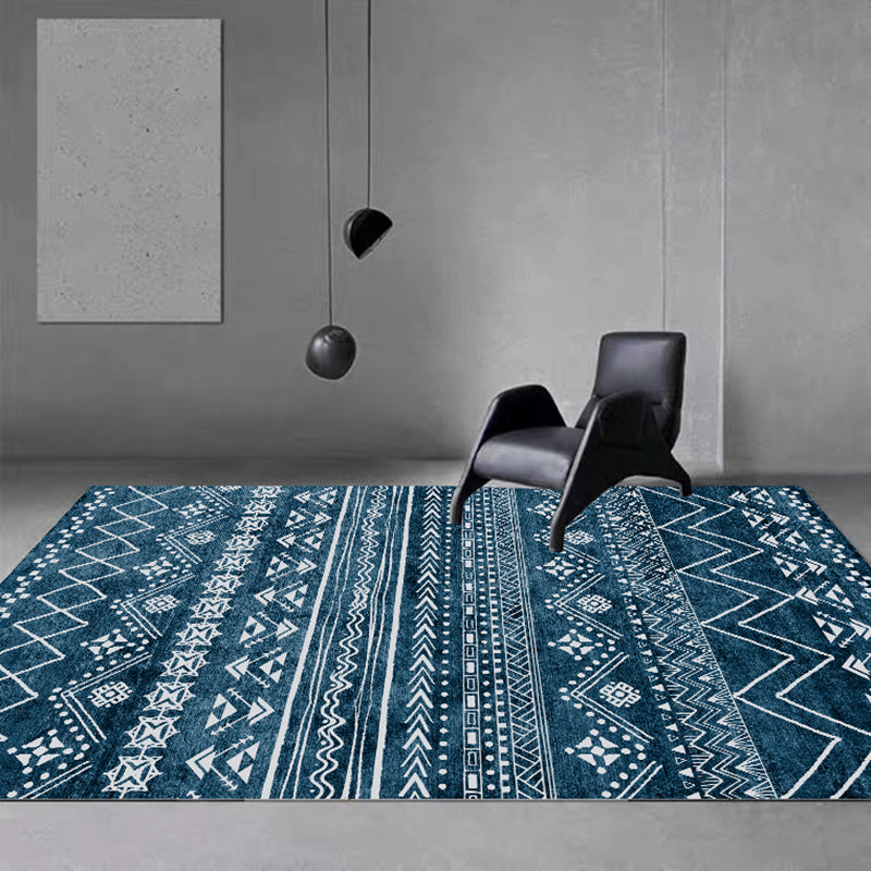 Traditional Area Rug Tribal Print Retro PVC Carpet Anti-Slip Indoor Rug for Living Room