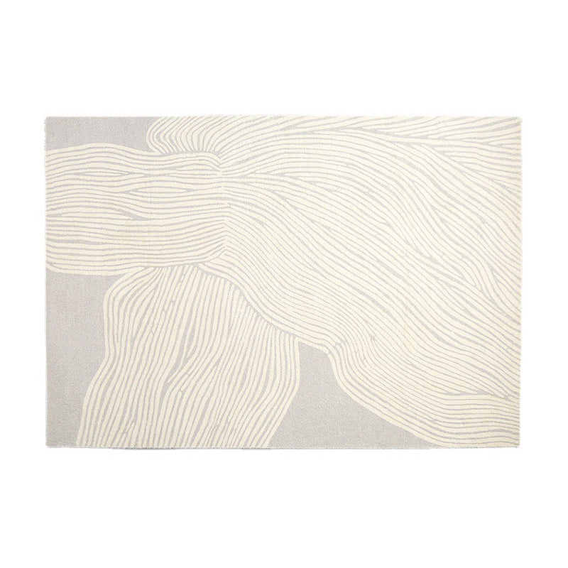 Beige Modern Rug Polyester Stripe Area Rug Non-Slip Backing Rug for Living Room