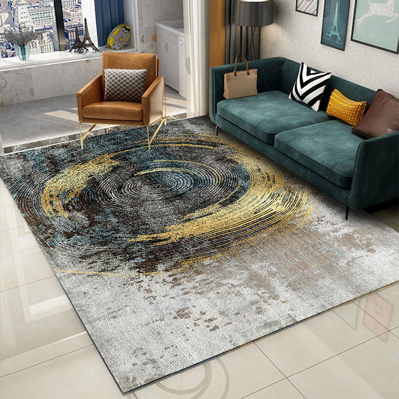 Gold Modern Carpet Polyester Graphic Carpet Non-Slip Backing Carpet for Living Room