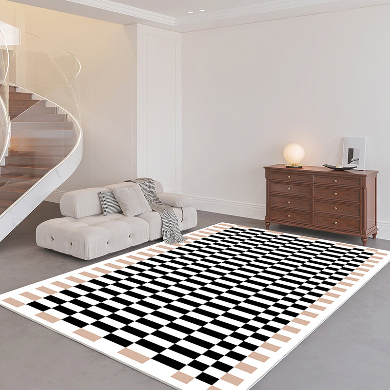 Contemporary Checkered Print Rug Polyester Area Carpet Stain Resistant Indoor Rug for Living Room