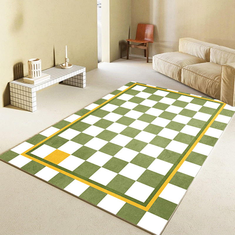 Contemporary Checkered Print Rug Polyester Area Carpet Stain Resistant Indoor Rug for Living Room