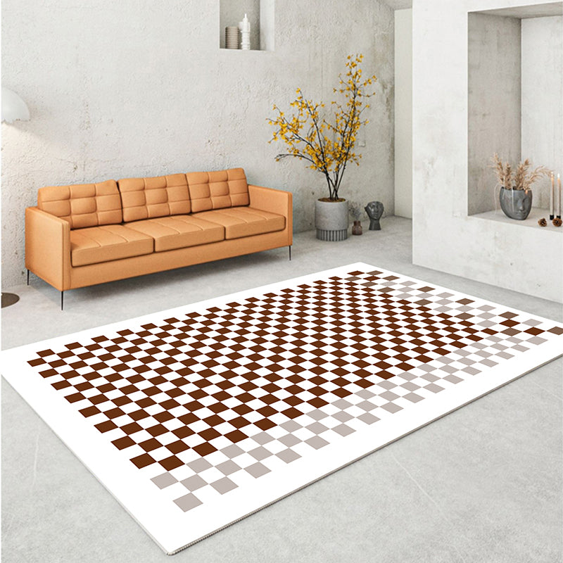 Contemporary Checkered Print Rug Polyester Area Carpet Stain Resistant Indoor Rug for Living Room