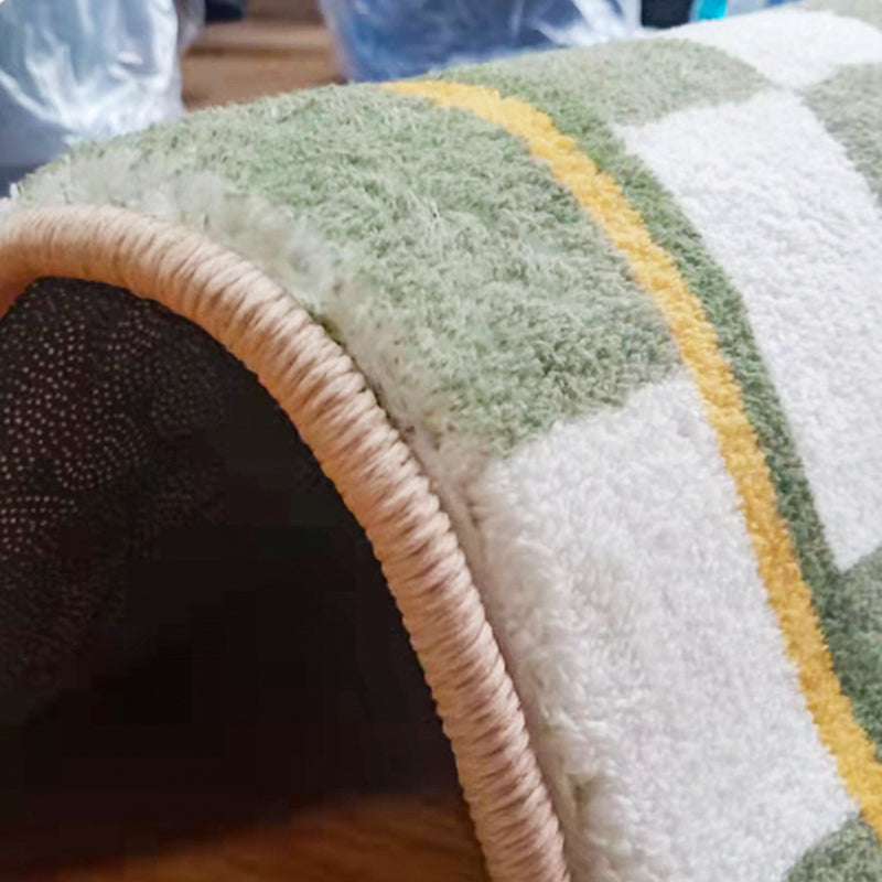 Contemporary Checkered Print Rug Polyester Area Carpet Stain Resistant Indoor Rug for Living Room