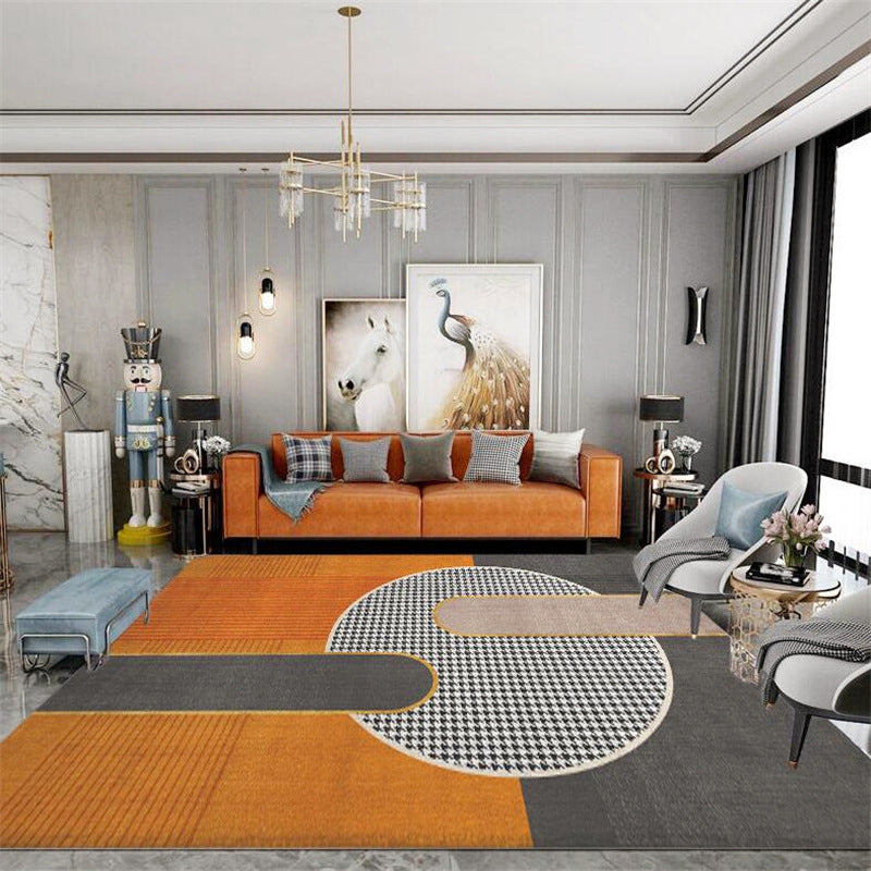 Contemporary Houndstooth Print Rug Polyester Area Carpet Stain Resistant Indoor Rug for Living Room