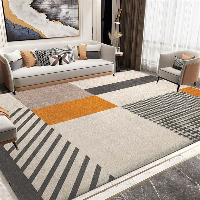 Contemporary Houndstooth Print Rug Polyester Area Carpet Stain Resistant Indoor Rug for Living Room