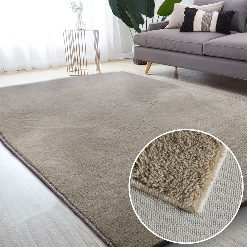 Tapis gris pure de couleur polyester tapis de gueule de soins de soins faciles pour la décoration intérieure