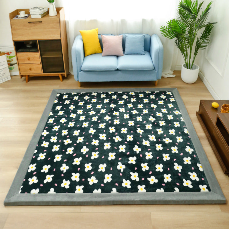 Rapier de salon bleu motif graphique Polyester Area Tapis Tache-teinture Résistant Washable Tapis