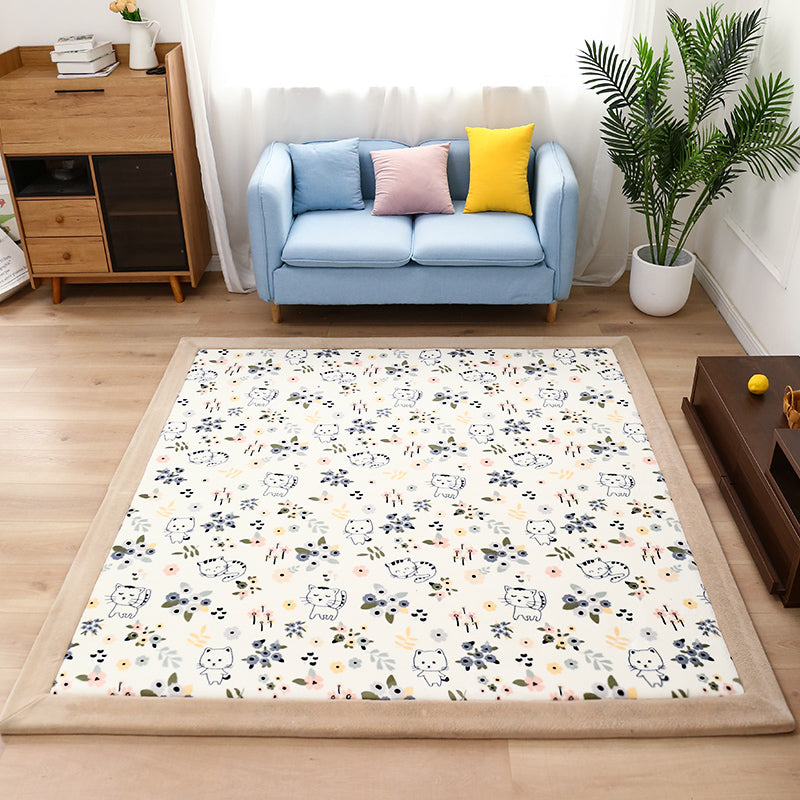Rapier de salon bleu motif graphique Polyester Area Tapis Tache-teinture Résistant Washable Tapis