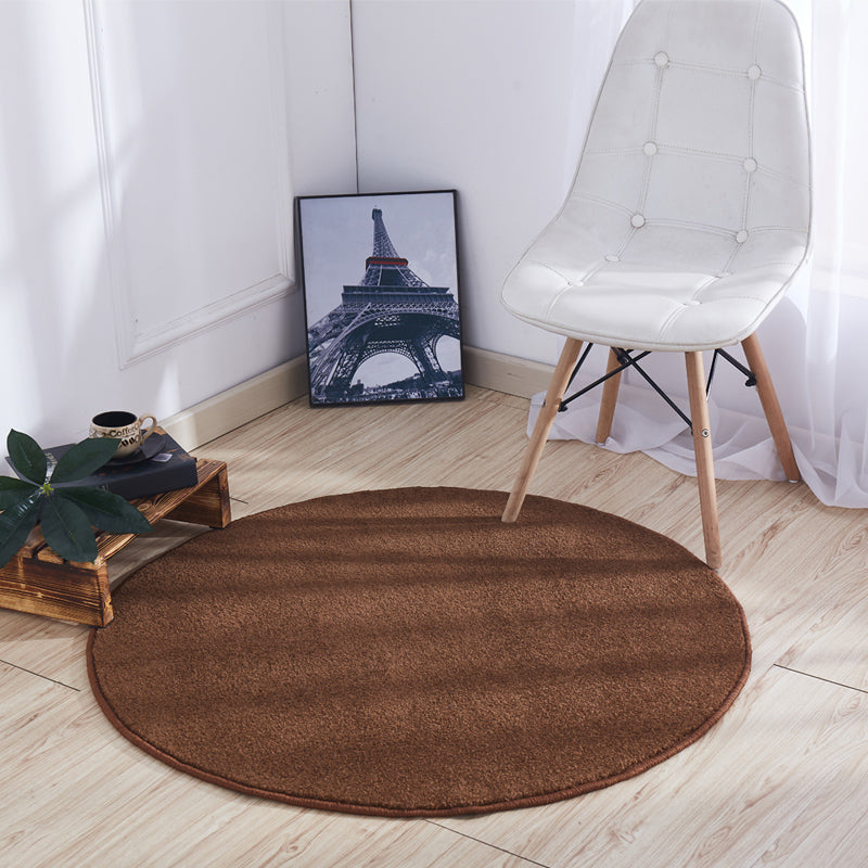 Round Plain Shag Rug Classical Indoor Carpet Non-Slip Backing Carpet for Home Decoration