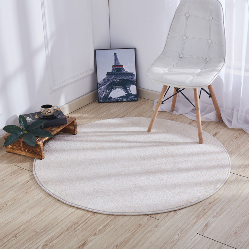 Round Plain Shag Rug Classical Indoor Carpet Non-Slip Backing Carpet for Home Decoration