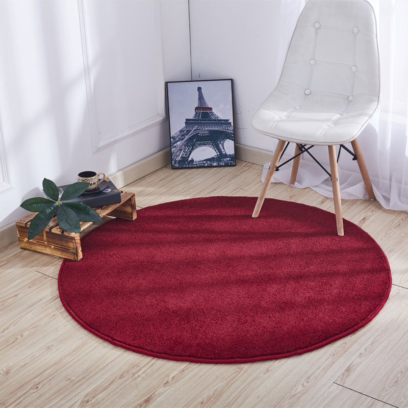 Round Plain Shag Rug Classical Indoor Carpet Non-Slip Backing Carpet for Home Decoration
