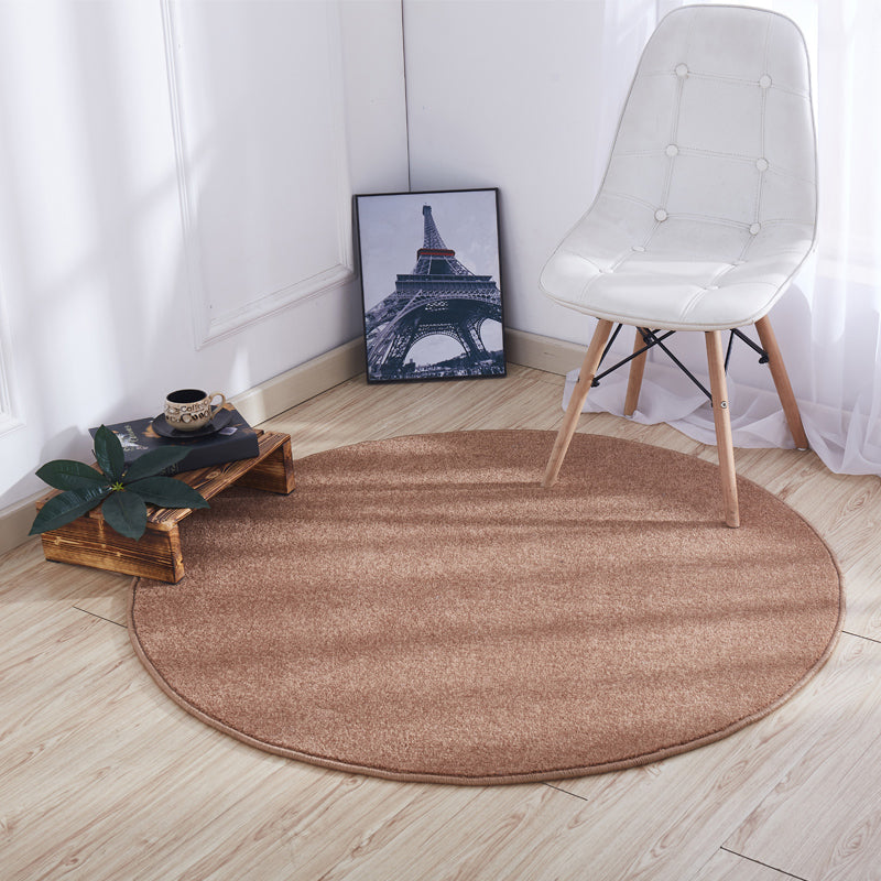 Round Plain Shag Rug Classical Indoor Carpet Non-Slip Backing Carpet for Home Decoration