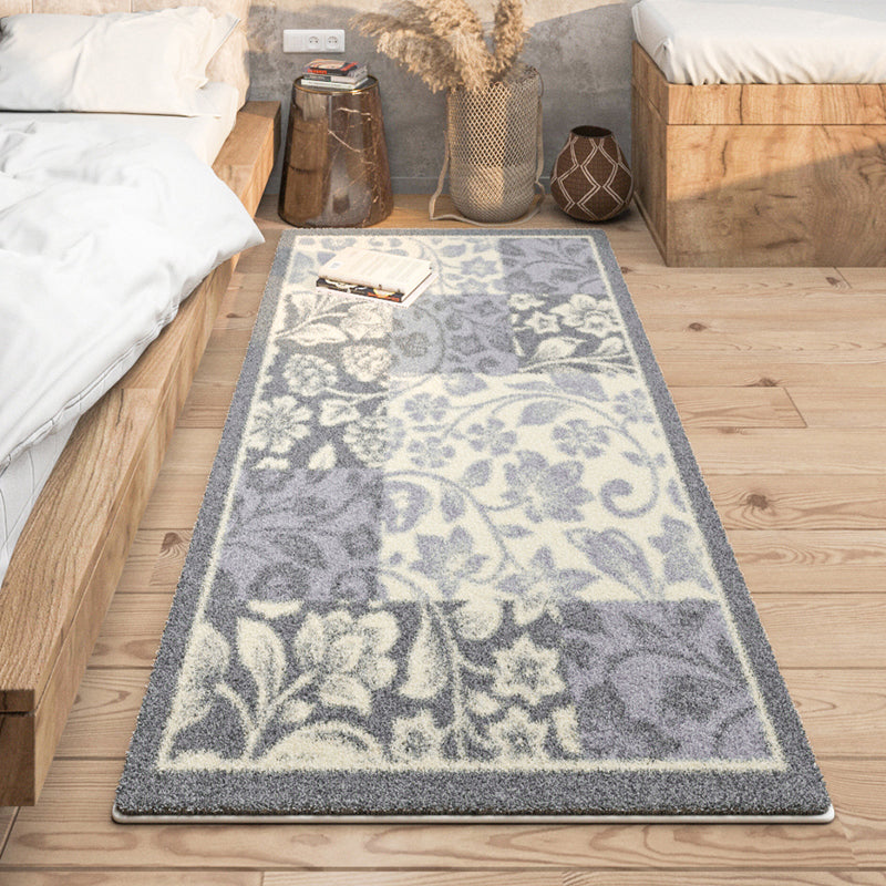 Tapis de motif graphique fantaisie Rapier en polyester gris Tapis de support de tapis sans glissement pour le salon