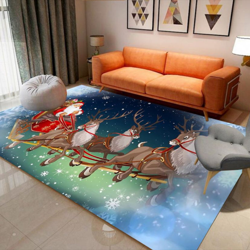 Light Modern Rug Polyester Santa Claus Area Rug Non-Slip Backing Rug for Drawing Room