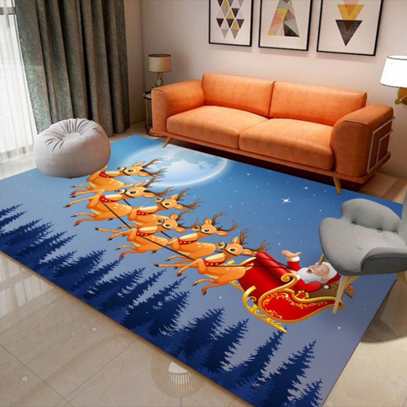Light Modern Rug Polyester Santa Claus Area Rug Non-Slip Backing Rug for Drawing Room