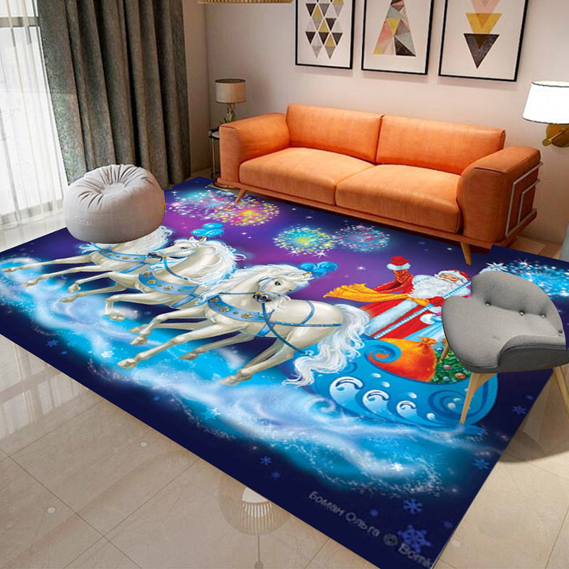 Light Modern Rug Polyester Santa Claus Area Rug Non-Slip Backing Rug for Drawing Room