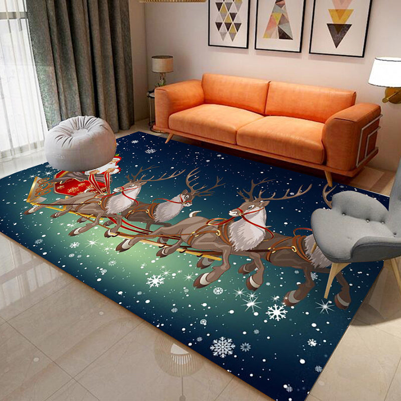 Light Modern Rug Polyester Santa Claus Area Rug Non-Slip Backing Rug for Drawing Room