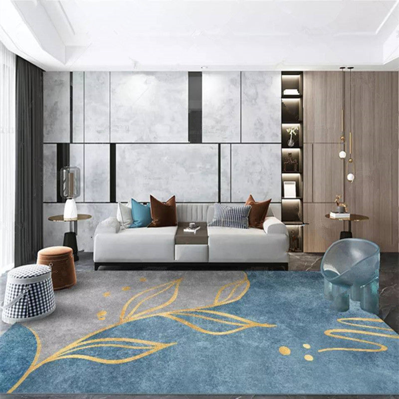 Navy Modern Area Carpet Geometric Pattern Polyester Area Rug Non-Slip Backing Rug for Living Room