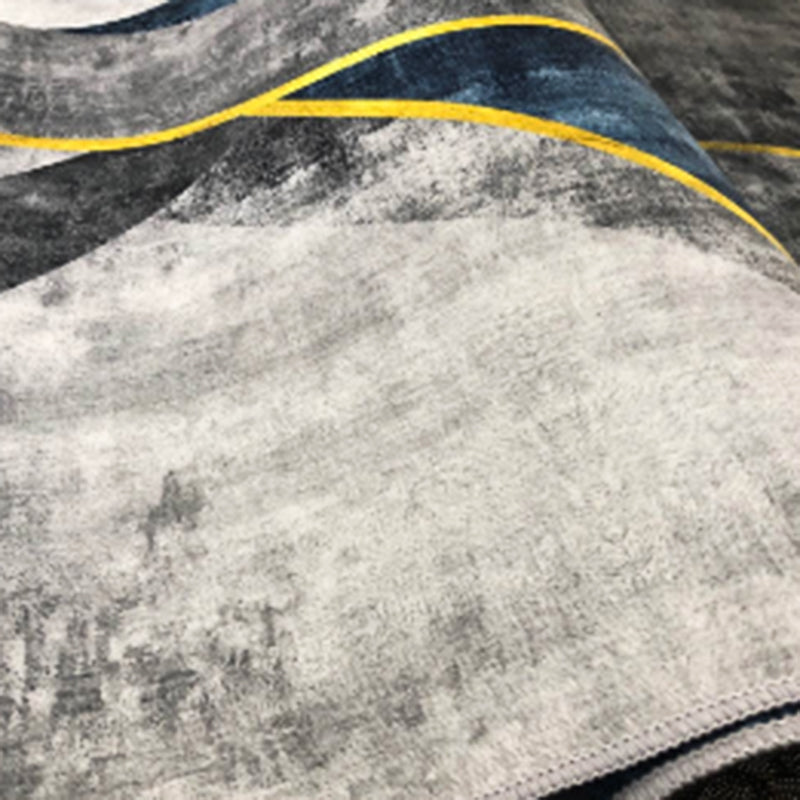 Navy Modern Area Carpet Geometric Pattern Polyester Area Rug Non-Slip Backing Rug for Living Room