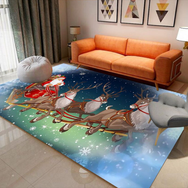 Purple Modern Indoor Rug Polyester Horse Area Rug Non-Slip Backing Rug for Drawing Room