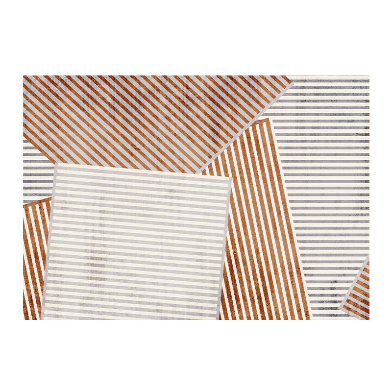 Grey Geometric Pattern Area Rug Modern Polyester Area Carpet Anti-Slip Backing Rug for Home Decor