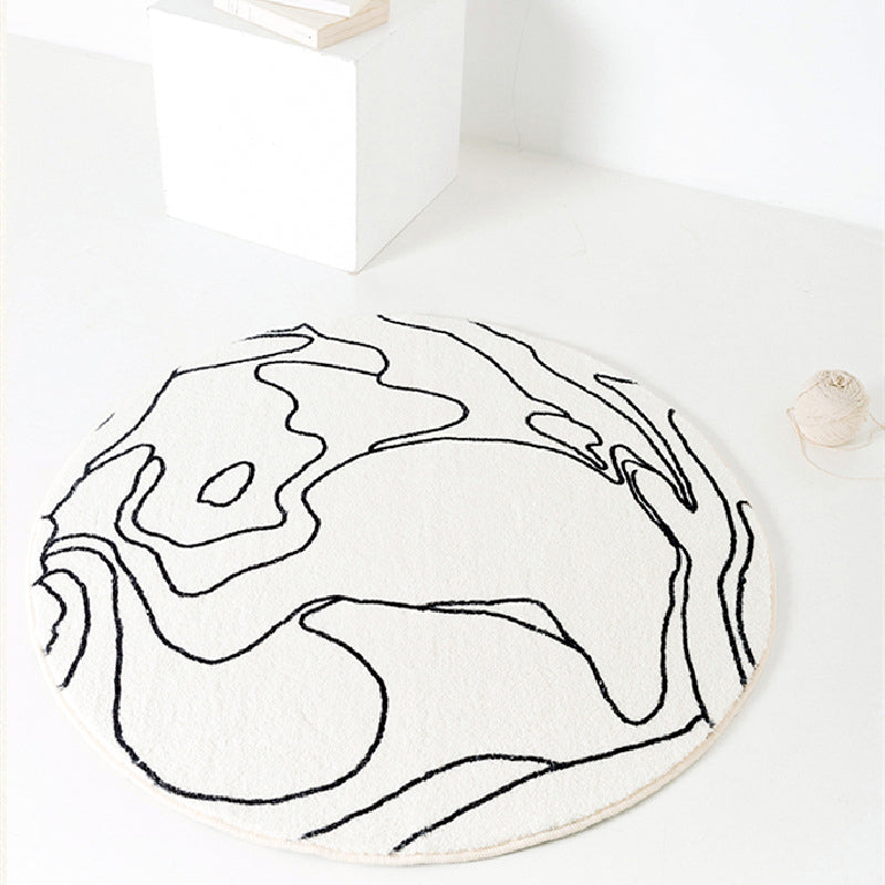 Simplicity Line Design Rug Leisure Round Area Rug Polyester Anti-Slip Carpet for Home Decor