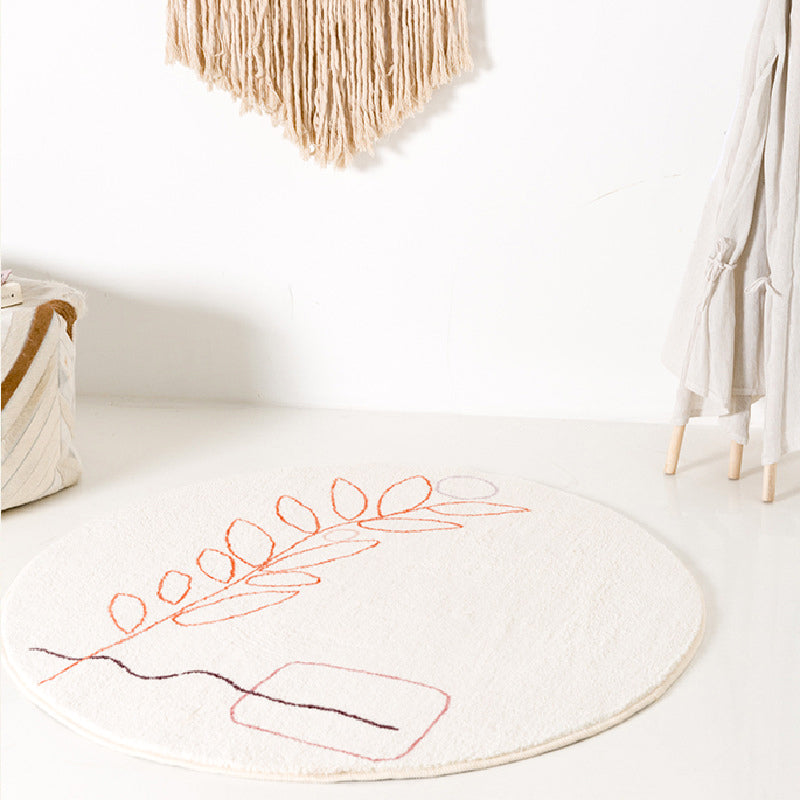 Simplicity Line Design Rug Leisure Round Area Rug Polyester Anti-Slip Carpet for Home Decor
