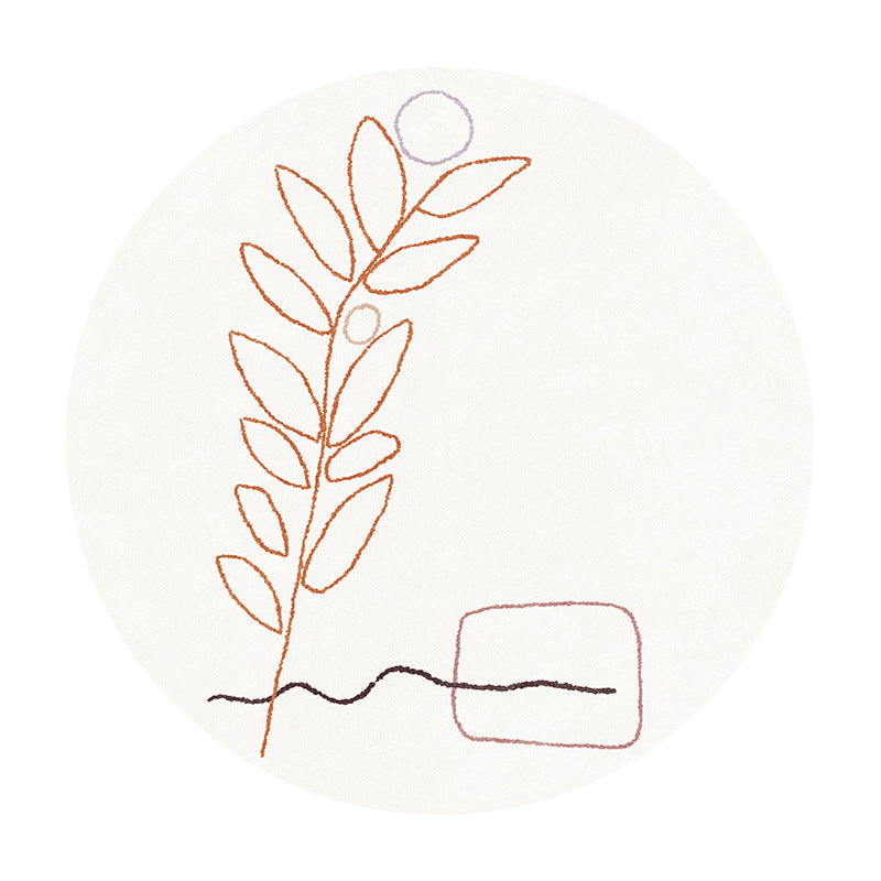 Simplicity Line Design Rug Leisure Round Area Rug Polyester Anti-Slip Carpet for Home Decor