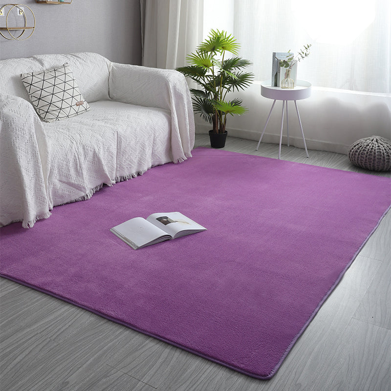 Simplicity Solid Shag Carpet Polyester Area Rug Non-Slip Backing Indoor Carpet for Living Room