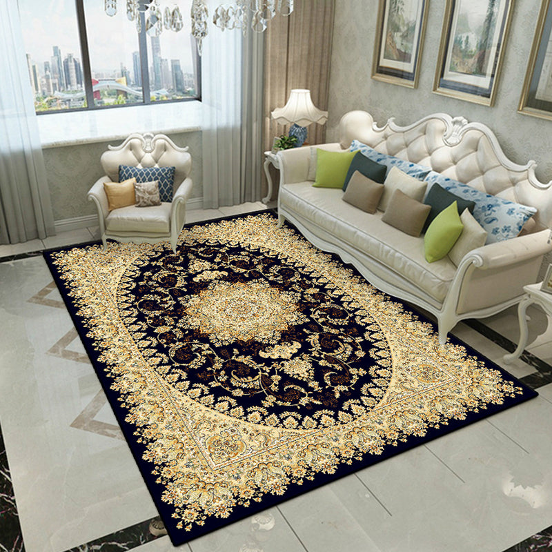 Dark Red Carpet Polyester Graphic Carpet Washable Area Carpet for Living Room