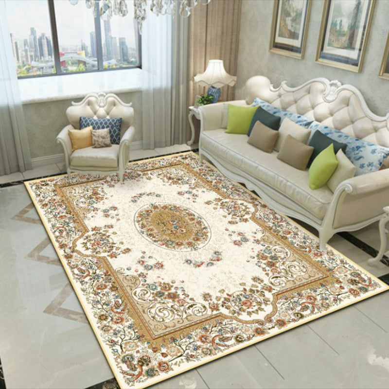 Tapis graphique en polyester beige rétro