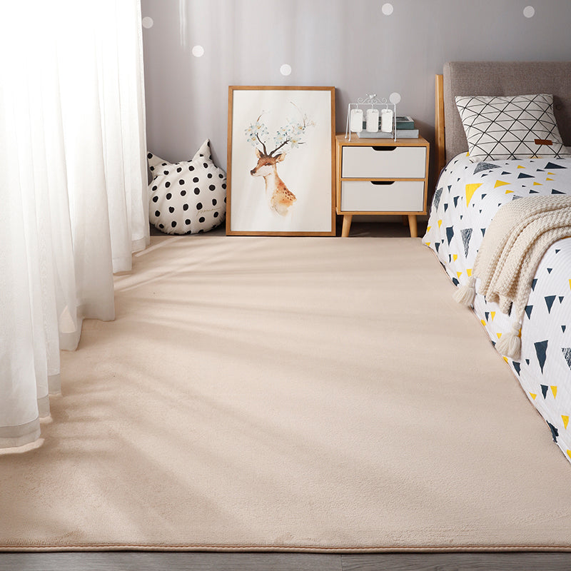 Tapis contemporain solide à shag en polyester