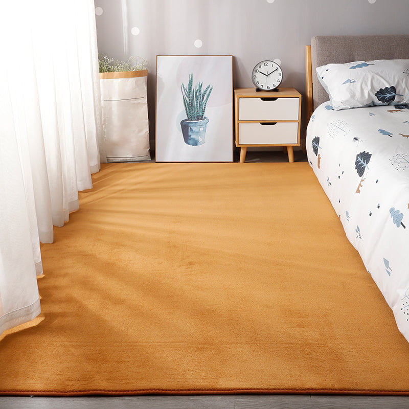 Tapis contemporain solide à shag en polyester