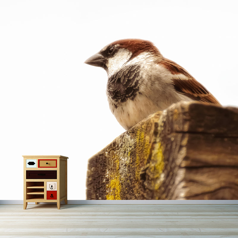 Modern Sparrow Mural Wallpaper Moisture Resistant Living Room Wall Covering