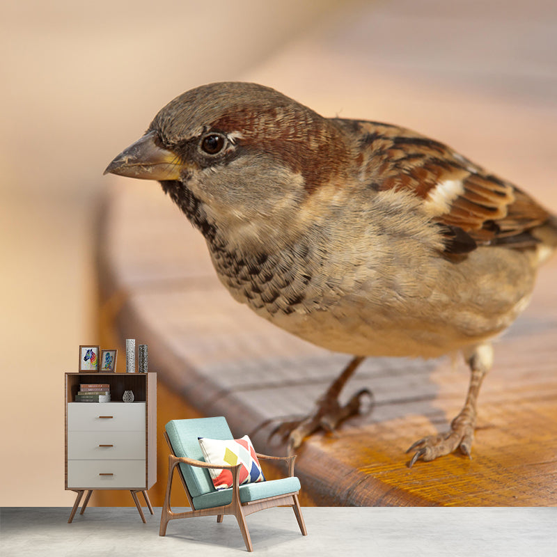 Modern Sparrow Mural Wallpaper Moisture Resistant Living Room Wall Covering