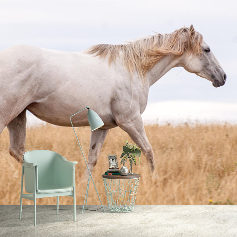 Modern Horse Mural Wallpaper Moisture Resistant Living Room Wall Covering