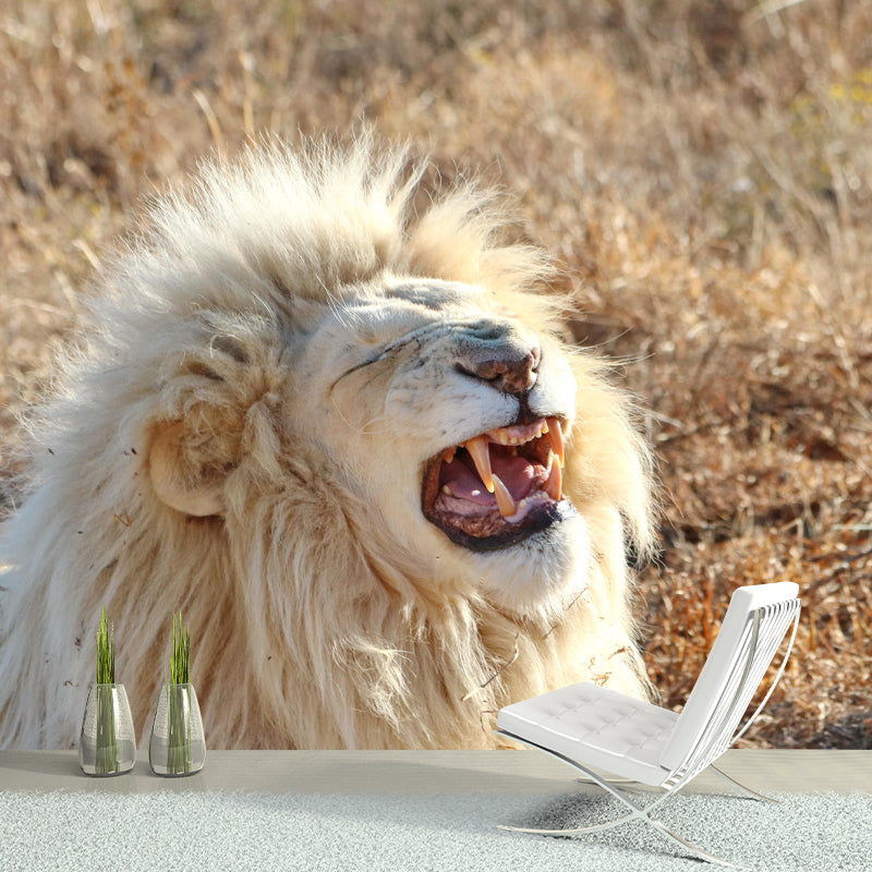 Modern Lion Mural Wallpaper Moisture Resistant Living Room Wall Covering
