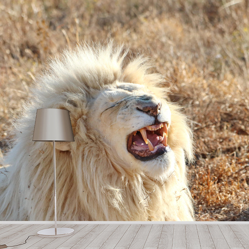 Modern Lion Mural Wallpaper Moisture Resistant Living Room Wall Covering