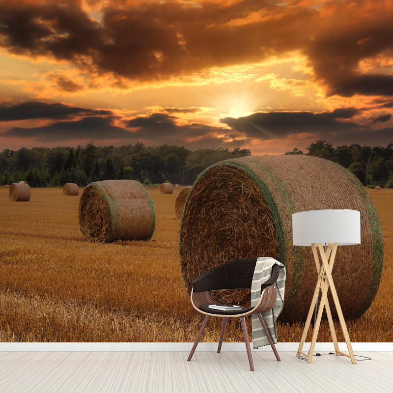 Customized Straw Bale Mural Photography Horizontal for Sleeping Room Bedroom