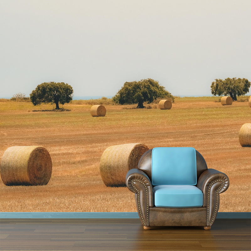 Contemporary Style Straw Bale Mural Stain Resistant Wall Art for Dining Room