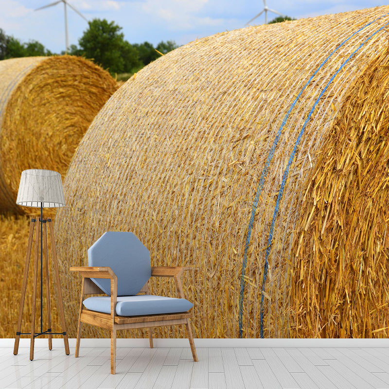 Customized Straw Bale Landscapes Mural Environment Friendly for Sleeping Room