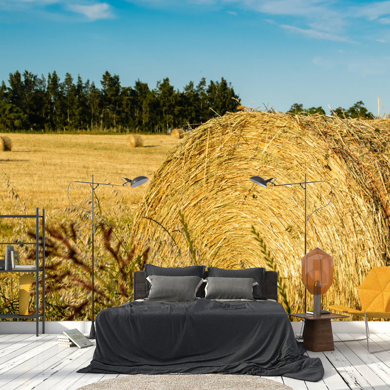 Customized Straw Bale Wall Mural Covering Mildew Resistant for Sleeping Room