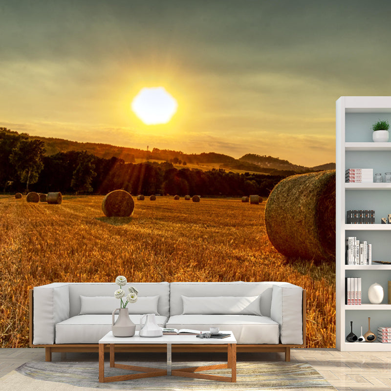 Customized Straw Bale Wall Mural Covering Mildew Resistant for Sleeping Room