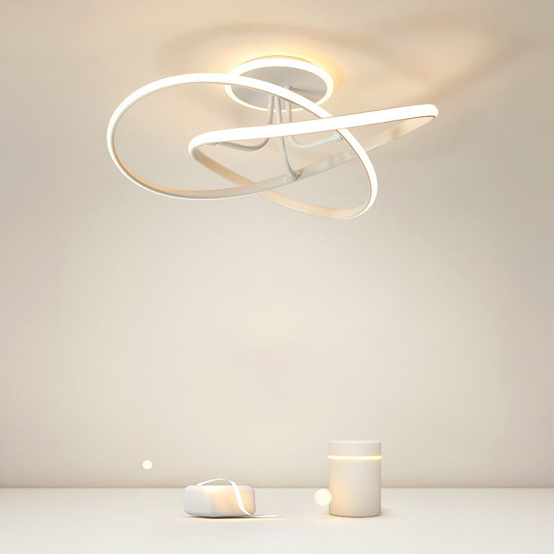 Plafonnier LED en gel de silice de style concis et moderne, montage semi-encastré linéaire en aluminium pour chambre à coucher