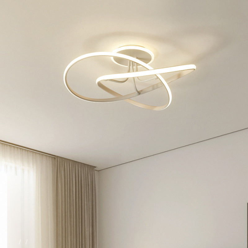 Plafonnier LED en gel de silice de style concis et moderne, montage semi-encastré linéaire en aluminium pour chambre à coucher